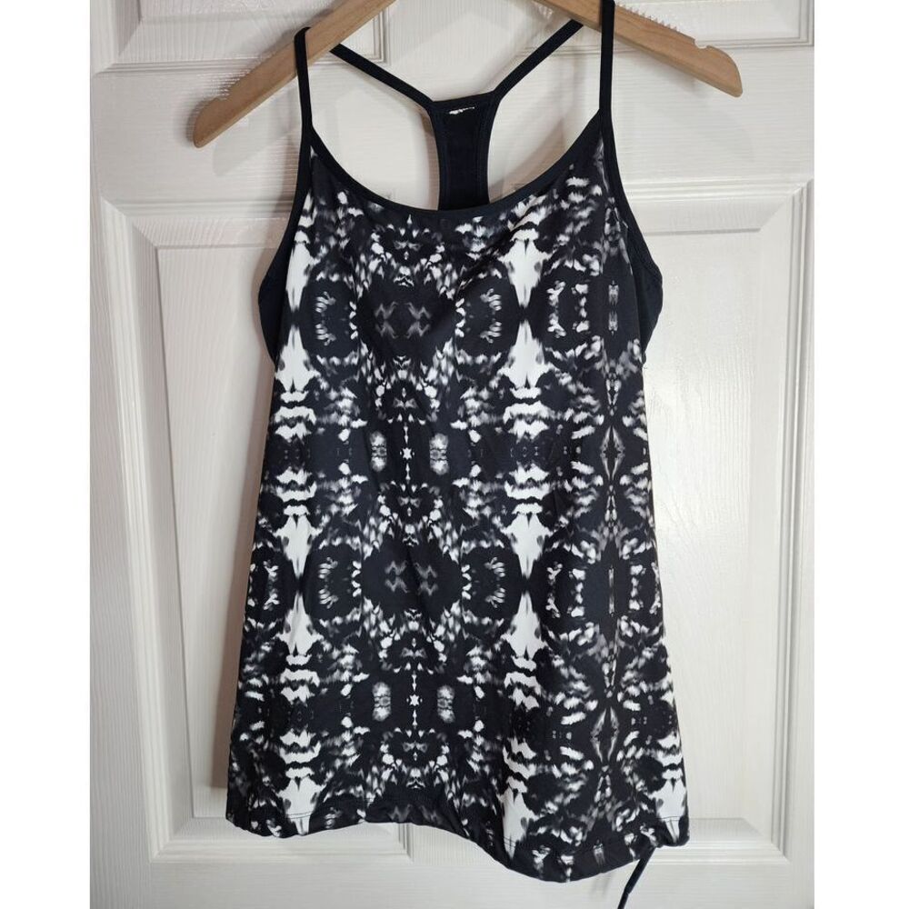 Fabletics Norwalk Tank Women's Small Tie‎ Dye Bra Shirt Black White